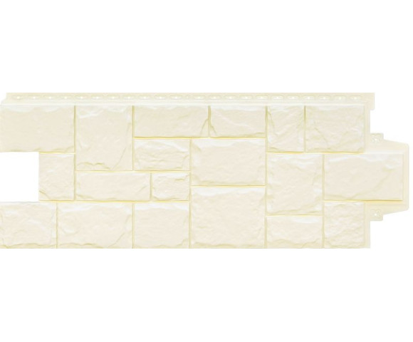 Фасадные панели Grand Line Крупный камень Classic молочный