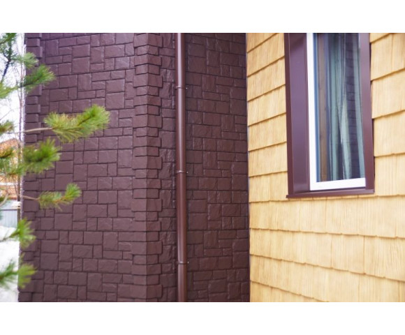 Фасадные панели Grand Line Крупный камень Classic шоколадный