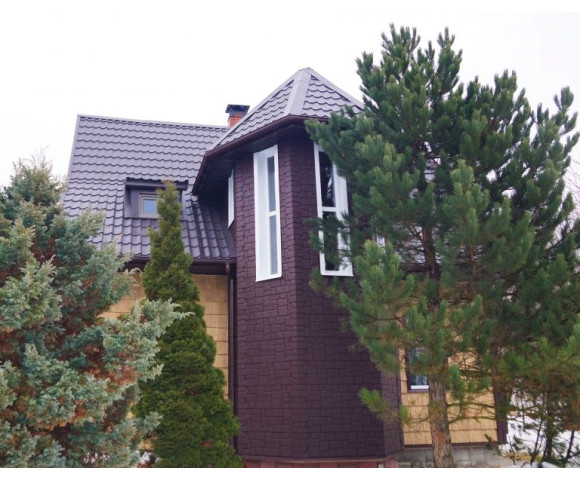 Фасадные панели Grand Line Крупный камень Classic шоколадный