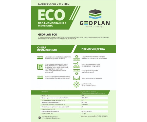 Мембрана профилированная Geoplan Eco