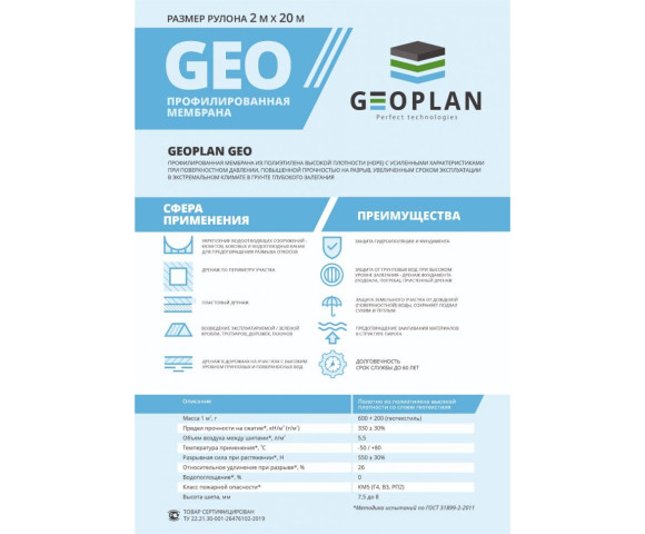 Мембрана профилированная Geoplan Geo