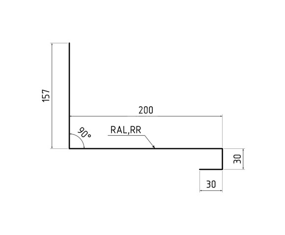 Планка примыкания нижняя к трубе 157х200х30 MAT RAL 3005 для фальцевой кровли