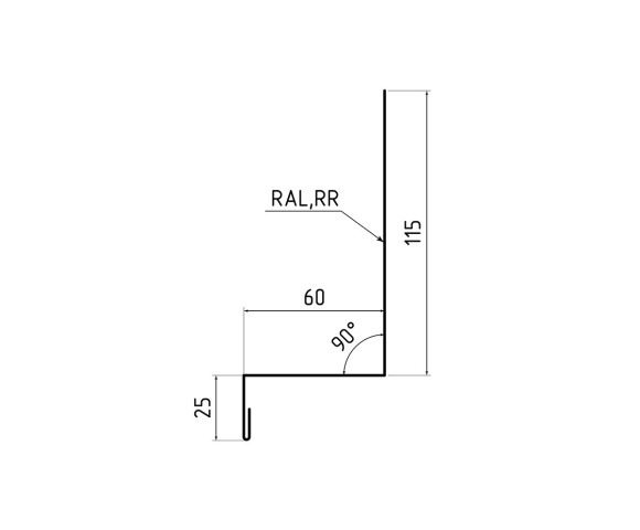 Планка примыкания боковая к стене 115х60х25 Pural RAL 6005 для фальцевой кровли