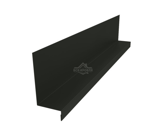 Планка примыкания боковая к стене 115х60х25 Texture RAL 9005 для фальцевой кровли