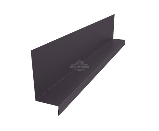 Планка примыкания боковая к стене 115х60х25 Полиэстер RAL 8019 для фальцевой кровли