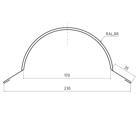 Четверник для конька полукруглого малого Pural RAL 9005