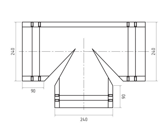 Тройник T-образный для конька полукруглого малого MAT RAL 3005
