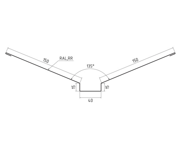 Ендова финская 150х40х150 Pural RAL 8017
