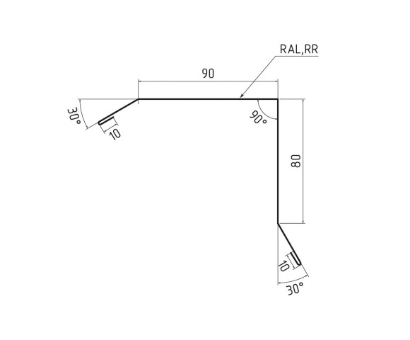 Планка торцевая (ветровая) 80х90 MAT RAL 6005
