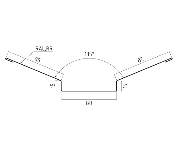 Ендова верхняя фигурная 85х80х85 MAT RAL 6005