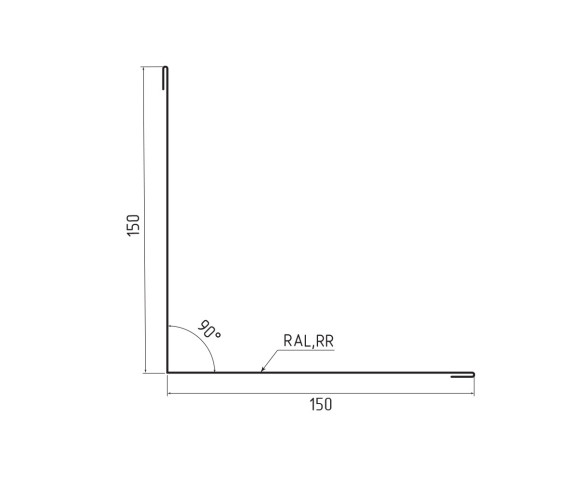 Планка примыкания 150х150 Pural RAL 9005
