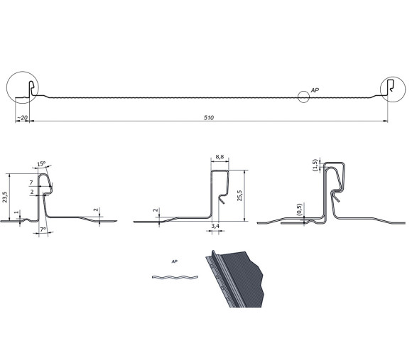Фальцевая панель (клик-замок) с микрогофрой 0.5 MAT RR-32
