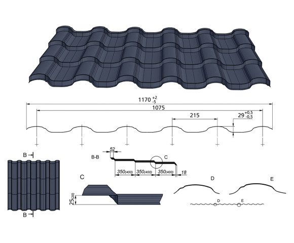 Лист волновой BARSA 0.45 Полиэстер RAL 6020