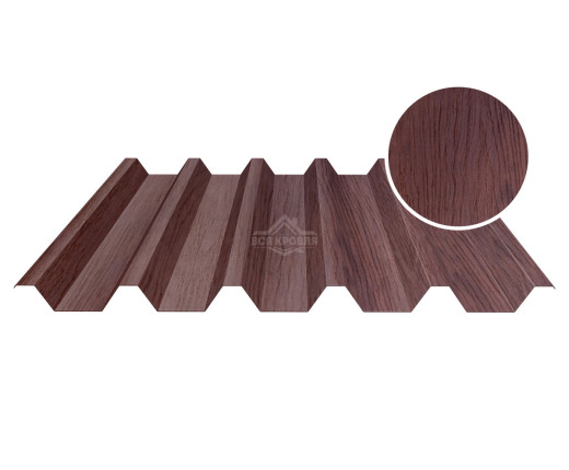 Профнастил кровельный НС-44 0.5 Printech Темное дерево