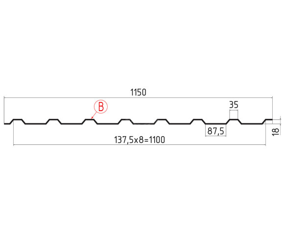 Профнастил кровельный С-20В 0.5 Pural RR-32