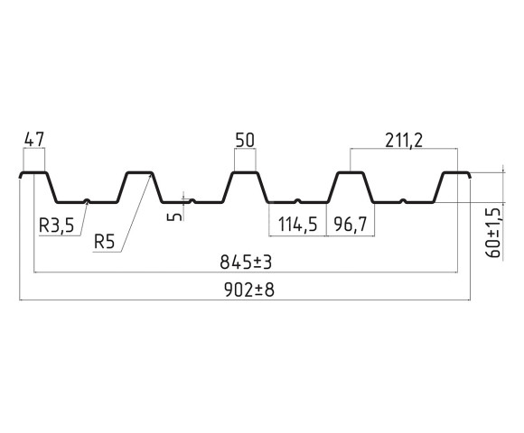 Профнастил кровельный Н-60 0.5 MAT RAL 5005