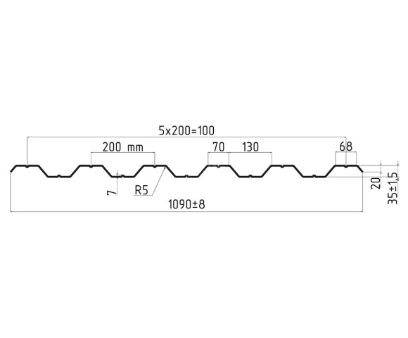 Профнастил кровельный НС-35 0.55 Zn