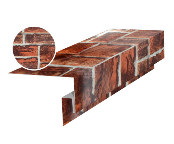 Околооконная фаска сложная (J-фаска) 50х50х200 для сайдинга Printech Кирпич