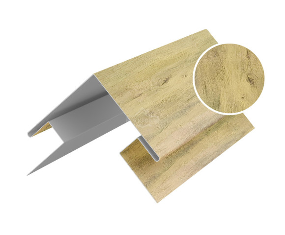 Угол сложный внешний 45х75х75х45 для сайдинга Printech Винтаж светлый