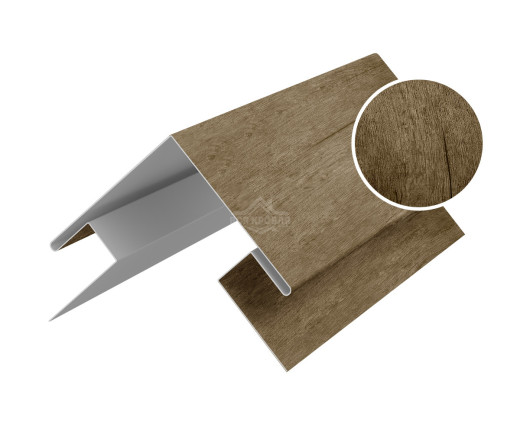 Угол сложный внешний 45х75х75х45 для сайдинга Printech Винтаж темный