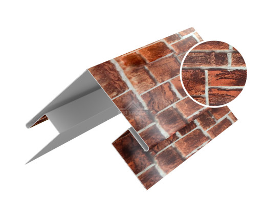 Угол сложный внешний 45х75х75х45 для сайдинга Printech Кирпич