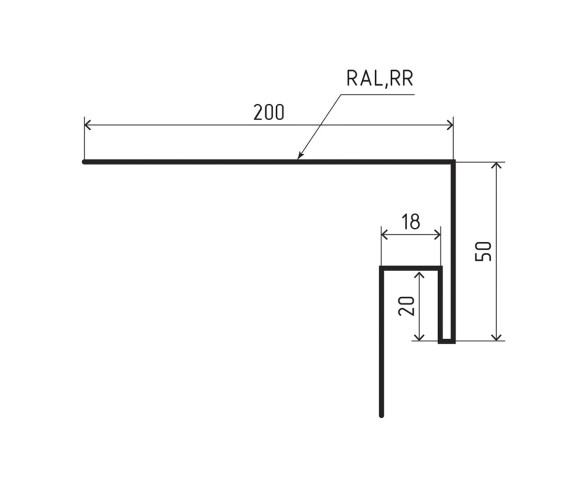 Околооконная фаска сложная (J-фаска) 50х50х200 для сайдинга Полиэстер RAL 5002
