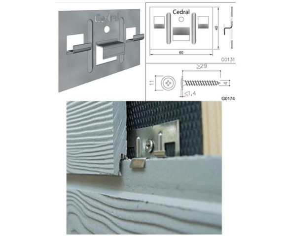 Кляймер + Саморез для кляймера, под дерево нерж. сталь 250шт.