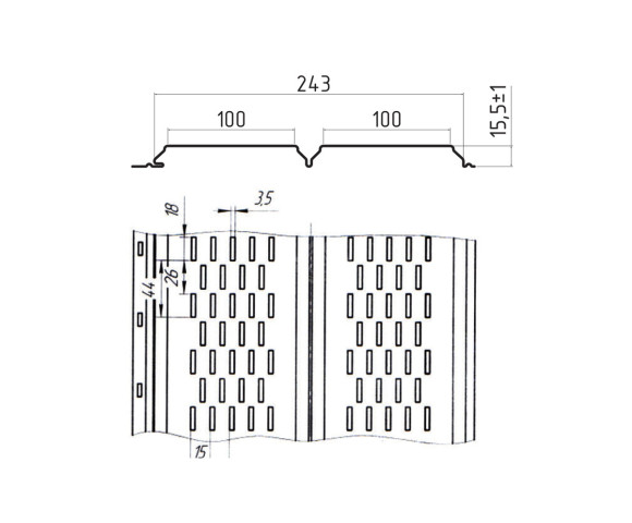 Софит металлический с перфорацией 0.5 MAT RAL 8017