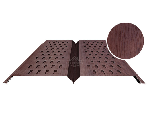 Софит металлический с перфорацией 0.5 Printech Темное дерево