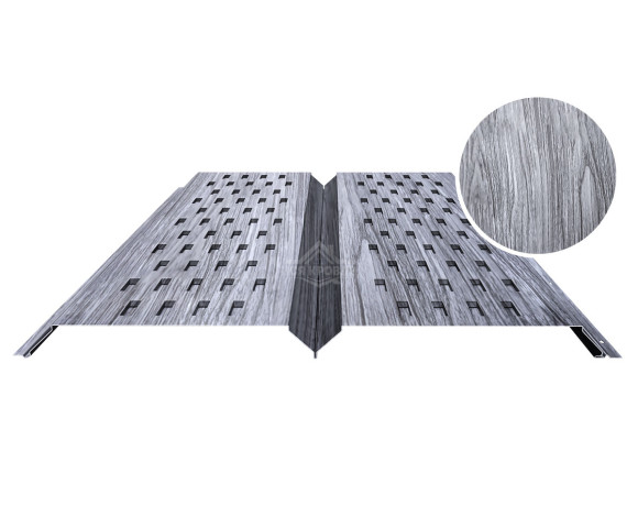 Софит металлический с перфорацией 0.5 Printech Дымчатый дуб