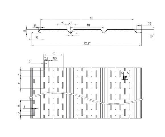 Софит PROFI полностью перфорированный 0.5 Полиэстер RAL 9002