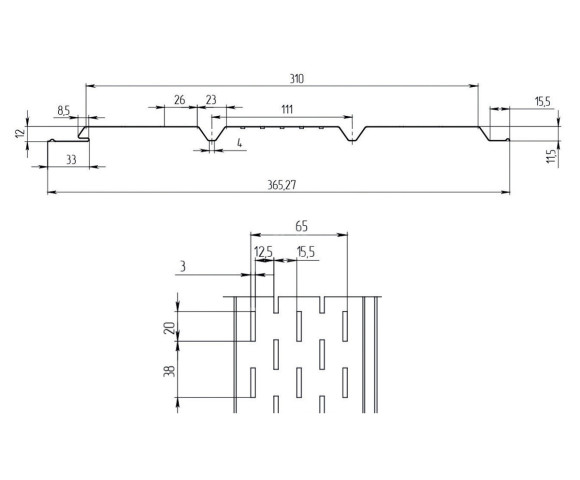 Софит PROFI с центральной перфорацией 0.5 MAT RAL 3005