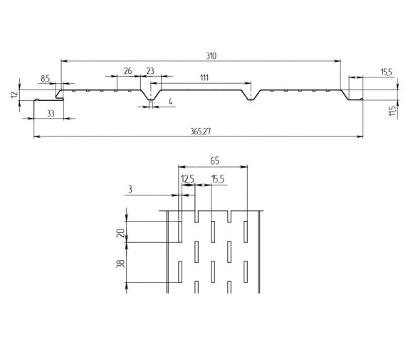 Софит PROFI с двойной перфорацией (боковой) 0.5 Полиэстер RAL 6002