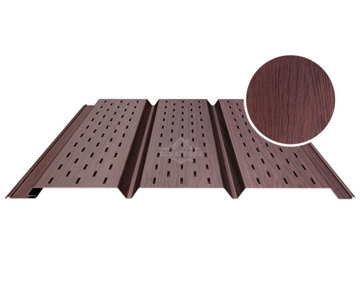 Софит PROFI полностью перфорированный 0.5 Printech двусторонний Темное дерево