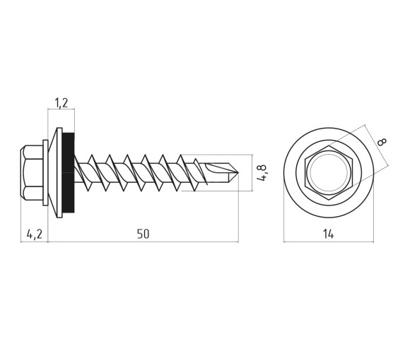 Саморез 4.8х50 мм Полиэстер RAL 9005