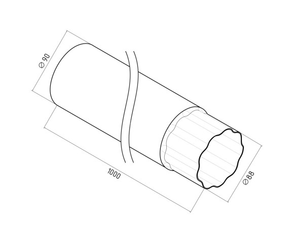 Труба водосточная Ø90 1 м Полиэстер двусторонний RAL 7016