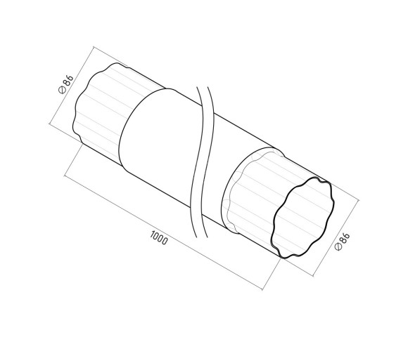 Труба водосточная соединительная Ø90 Pural RAL 9003