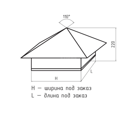 Колпак на столб 400х400 Zn