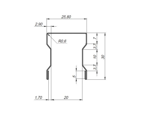 Планка для забора фигурная С20 Полиэстер RAL 3005