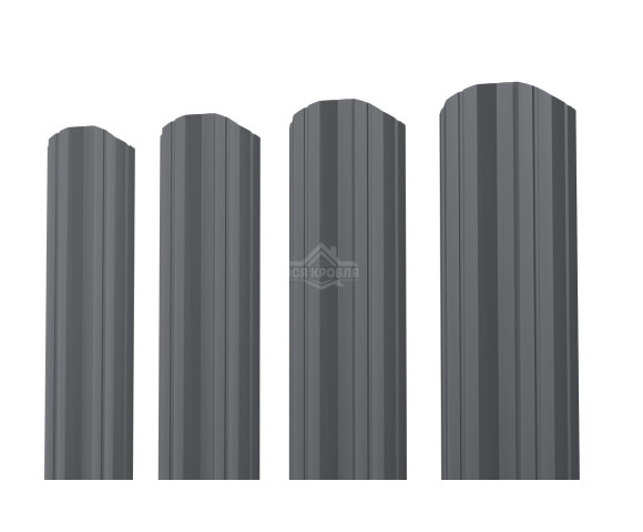 Евроштакетник М-образный фигурный 0.5 MAT двусторонний RAL 7024