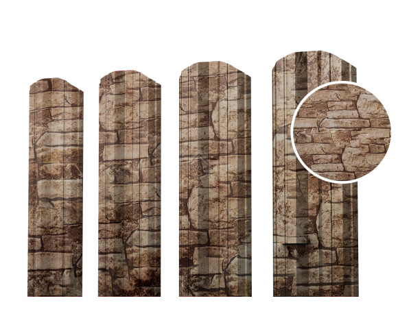 Евроштакетник М-образный фигурный 0.5 Printech Дикий камень