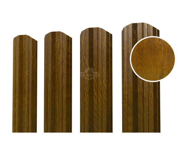 Евроштакетник М-образный фигурный 0.5 Printech Золотой дуб