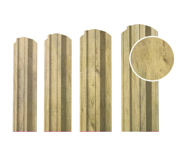 Евроштакетник П-Премиум фигурный 0.5 Printech Винтаж светлый