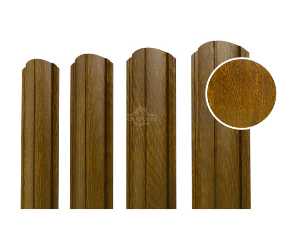 Евроштакетник ПД-образный фигурный 0.5 Printech двусторонний Золотой дуб