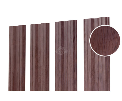 Евроштакетник М-образный 0.5 Printech двусторонний Темное дерево