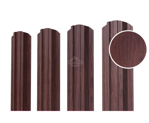 Евроштакетник П-Премиум фигурный 0.5 Printech Темное дерево