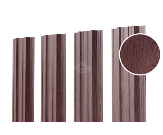 Евроштакетник П-Премиум прямой 0.5 Printech Темное дерево