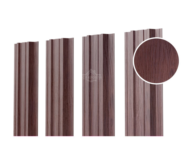 Евроштакетник П-Премиум прямой 0.5 Printech Темное дерево