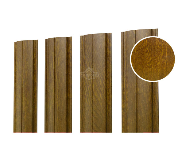 Евроштакетник ПД-образный прямой 0.5 Printech двусторонний Золотой дуб