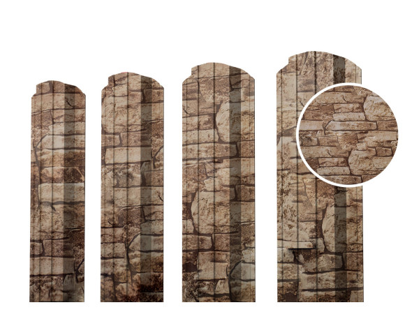 Евроштакетник П-образный фигурный 0.5 Printech Дикий камень